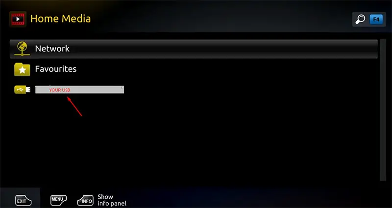selection de la clé USB sur un boitier MAG pour ouvrir le fichier m3u