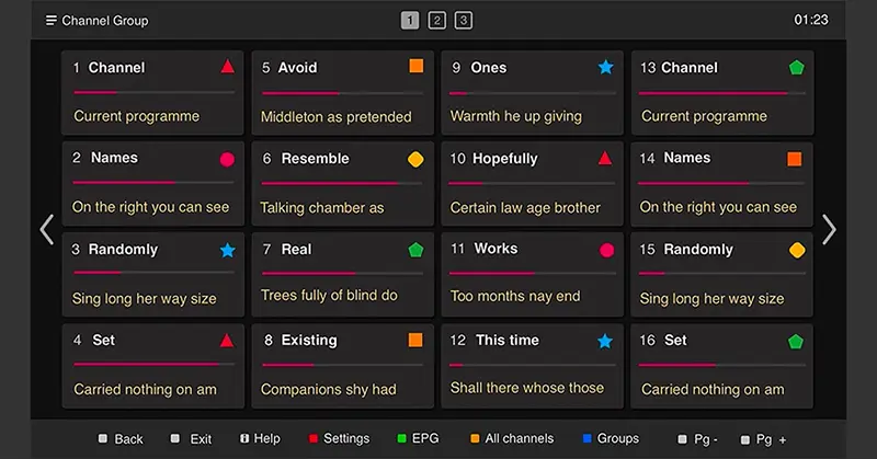 Interface Smart IPTV avec des chaînes visibles après l’import de la playlist M3U