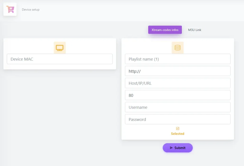 image du portail set iptv pour ajouter la liste de lecture sous forme de données xtream codes