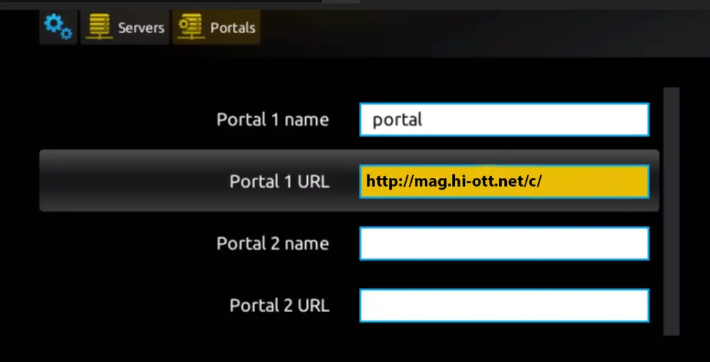 saisir le portail du fournisseur dans le champ portal url